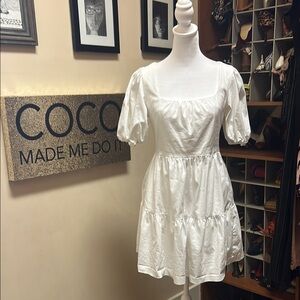 Gianni Bini White Puff Sleeve Dress